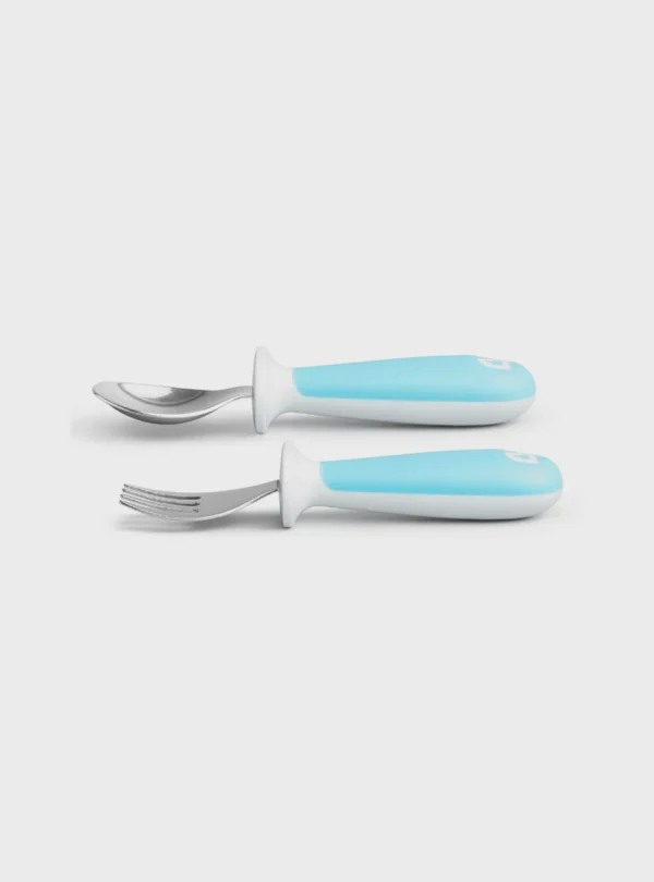 Munchkin Raised Fork & Spoon Set Blue - Image 2