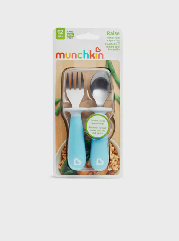 Munchkin Raised Fork & Spoon Set Blue
