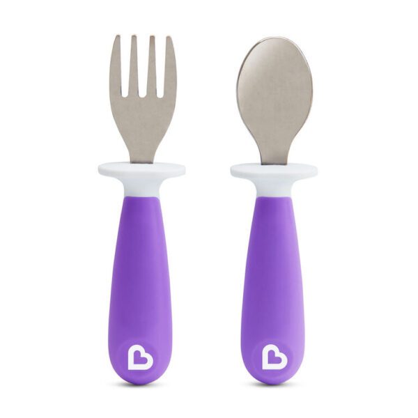 Munchkin Raised Fork & Spoon Set Purple
